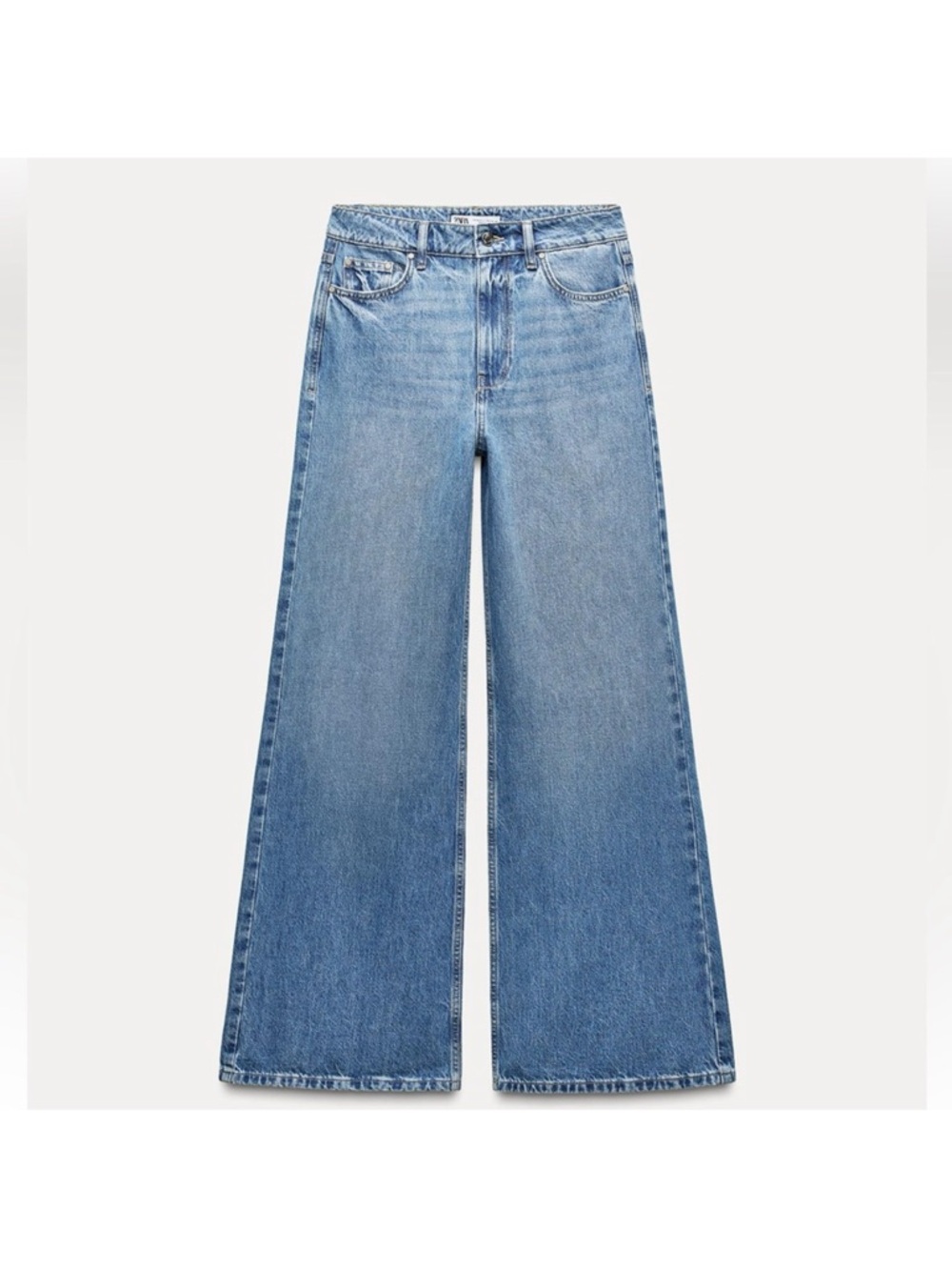 Zara Light Blue Wide-Leg High-Rise Jeans